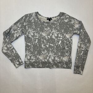 J Crew Paint Splatter Crew Neck Pullover Sweater Sweatshirt Gray Womens Sz Small